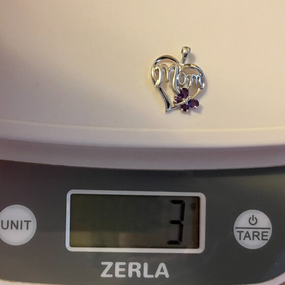 Sterling Silver MOM Heart Pendant, Amethyst & Diamond Accent - Mother’s Day Gift - Picture 13 of 13
